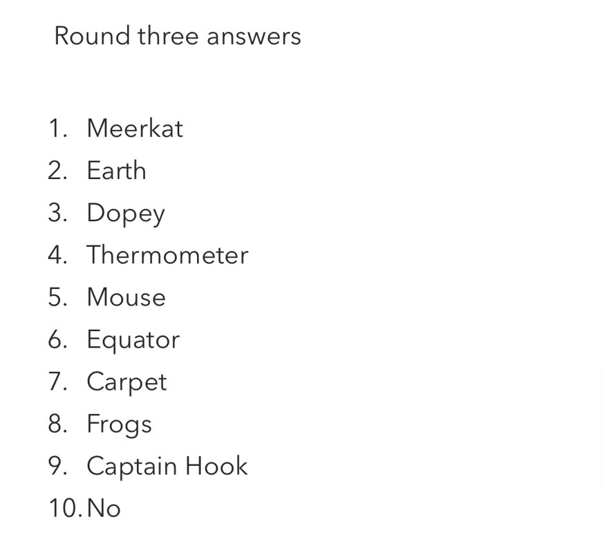 Image of Round 3 Answers