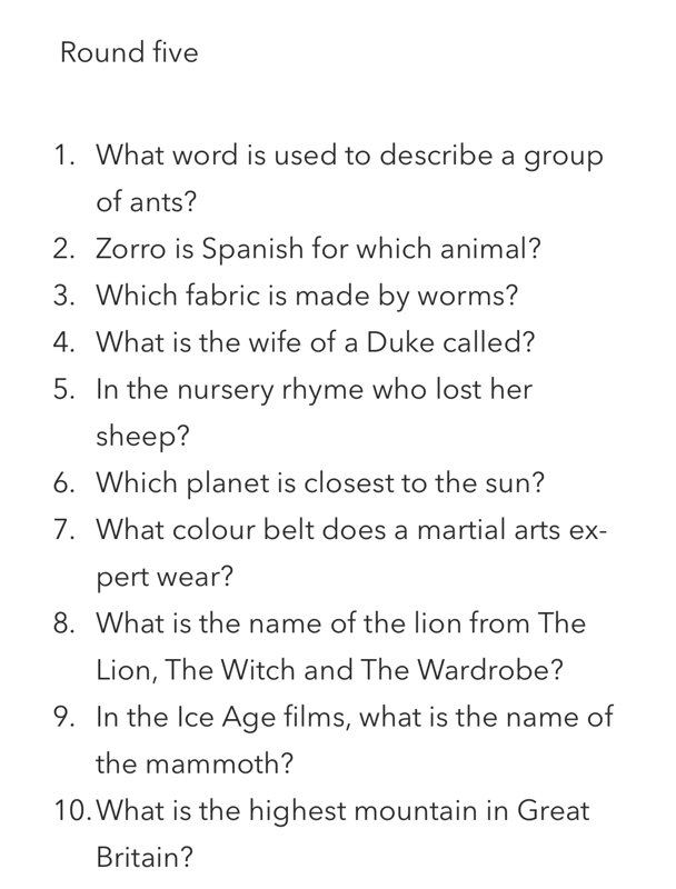 Image of Half Term Quiz R5