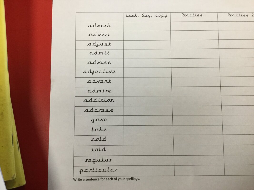 Image of Spellings 18/3/19