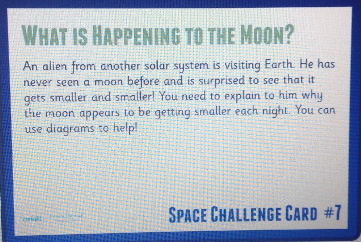 Image of Space challenge 7...the final challenge card