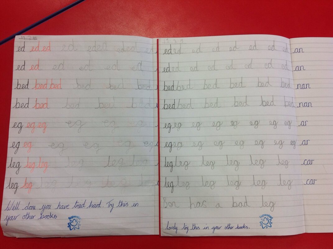 Image of Miss Clegg's handwriting blog stars