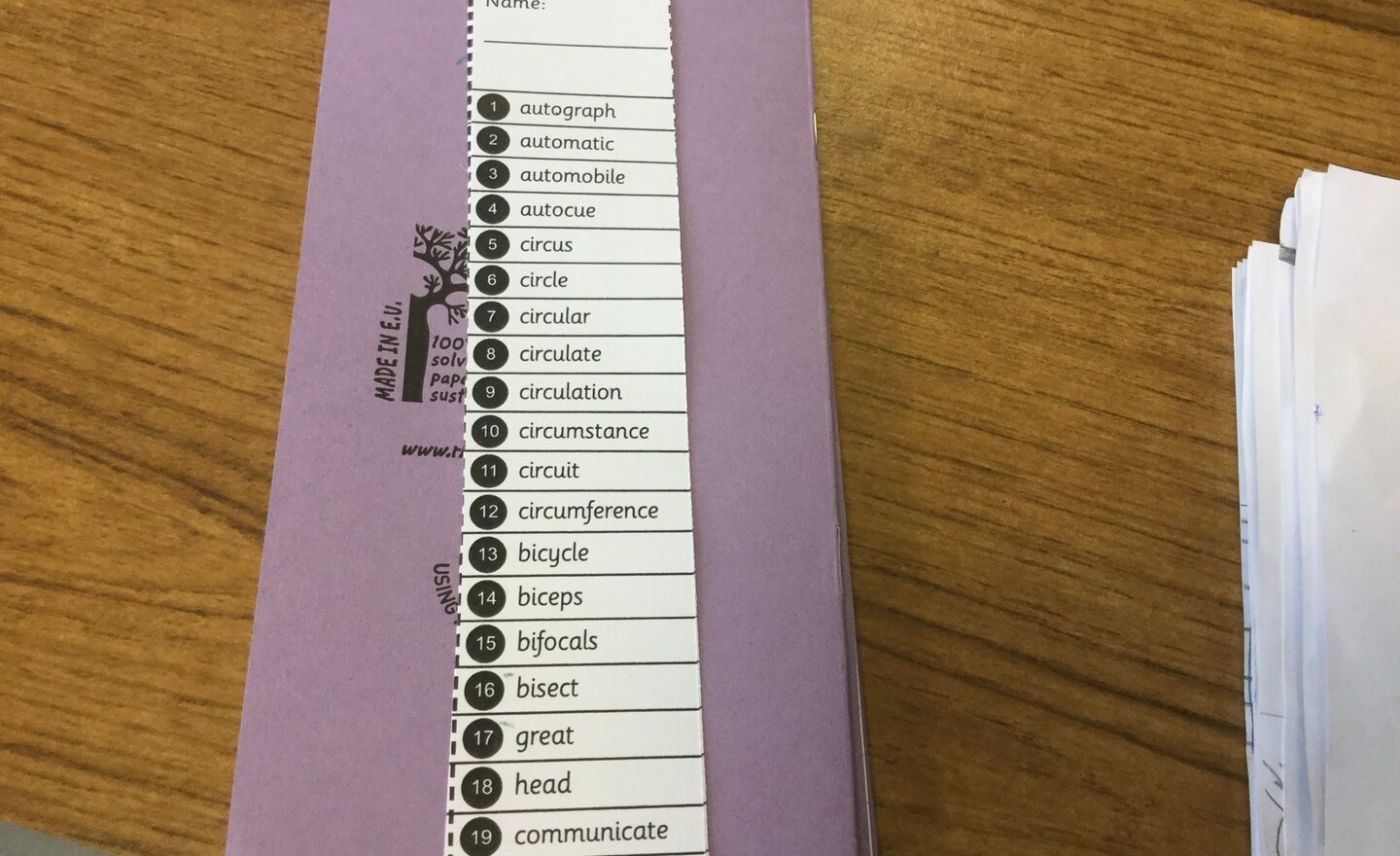 Image of Spellings - week 5