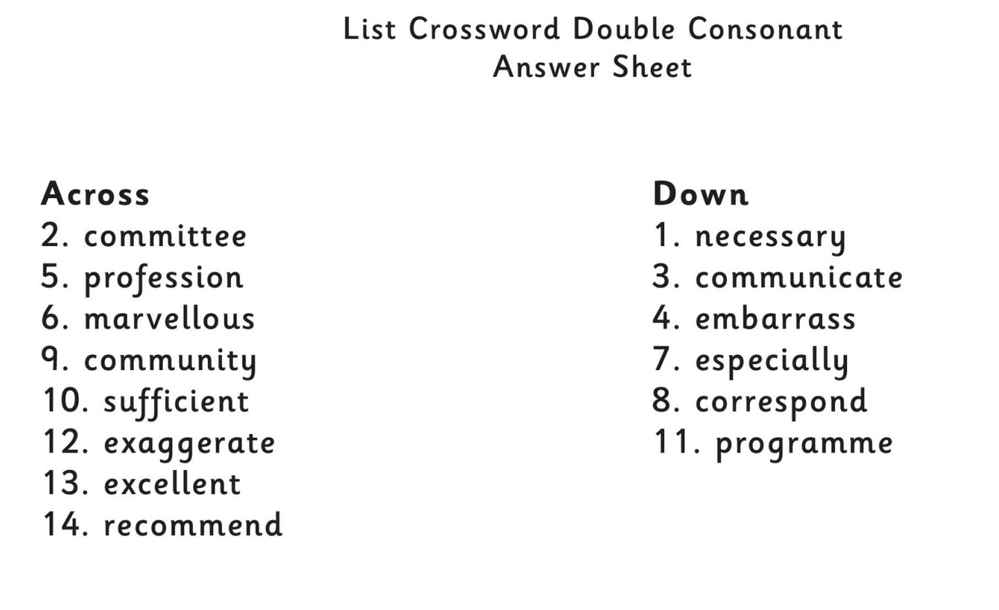Image of Crossword spelling answers