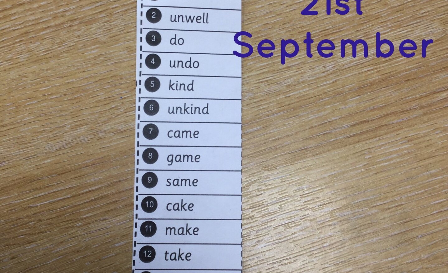 Image of Spelling list