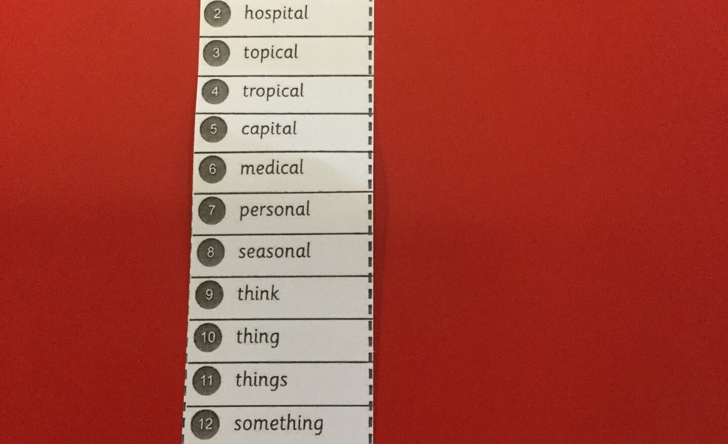 Image of Our Spelling Words for the Week