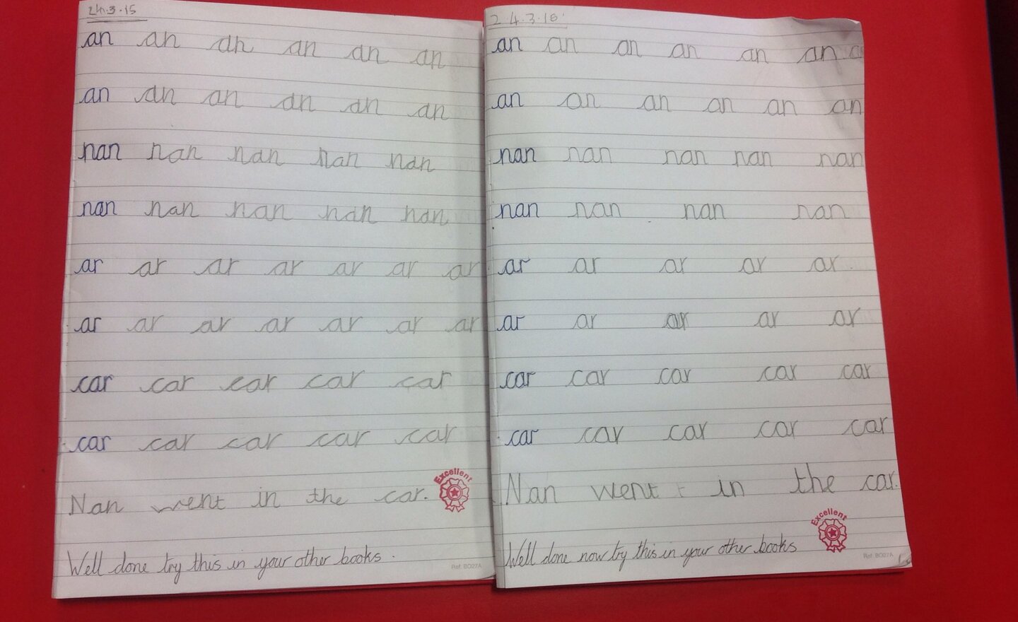 Image of Miss Clegg's handwriting blog stars ...